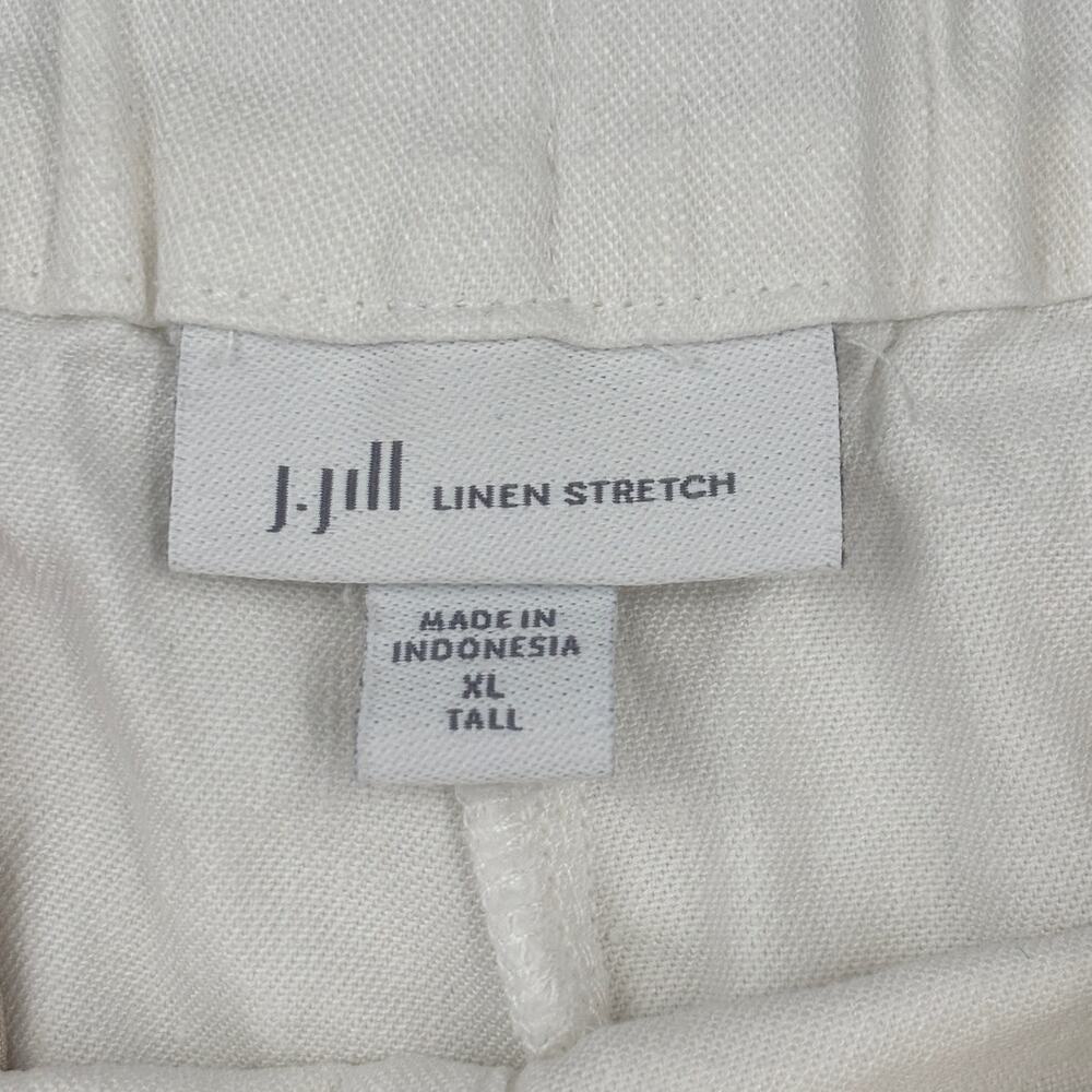 J Jill Crop Pants Size XL Tall White Linen Stretch Pull On Pockets High Rise - Picture 3 of 10